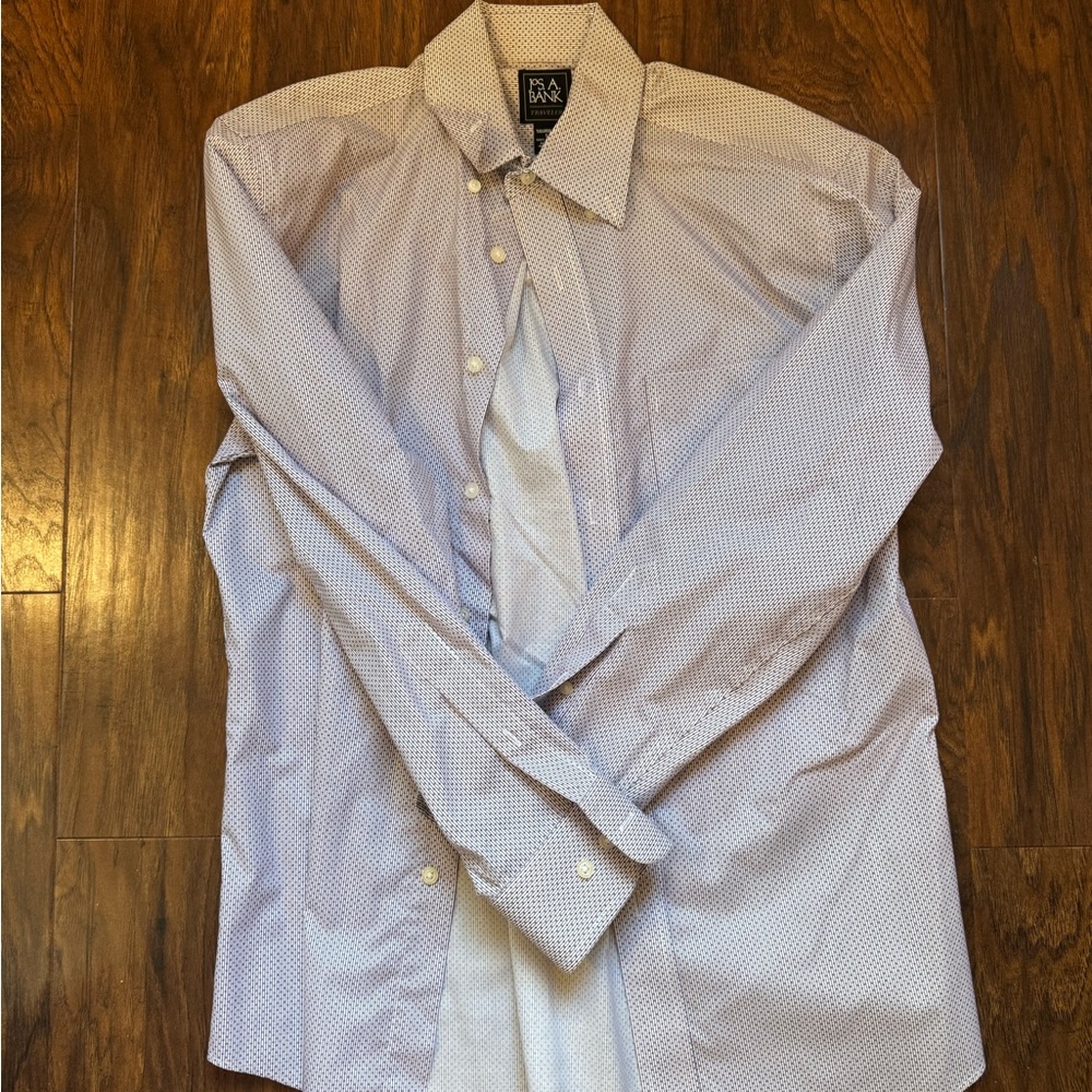Jos. A. Bank White and Blue Checkered Dress Shirt